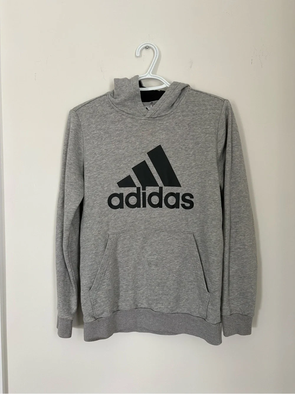 Adidas Essentials Big Logo Hoodie - Heather Gray Classic Sportswear - Picture 2 of 7